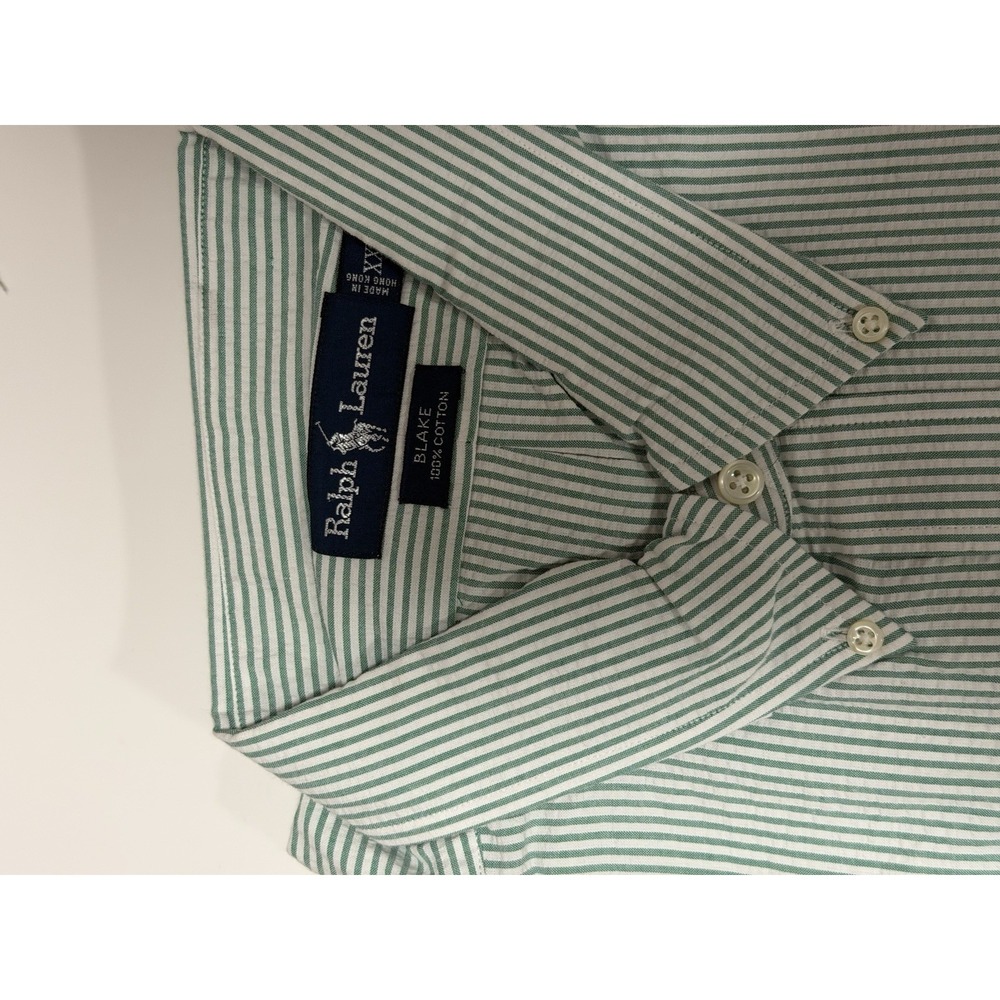 Ralph Lauren, Blake Seersucker Button Down Shirt, Green, Mens Size XXL - Picture 3 of 7